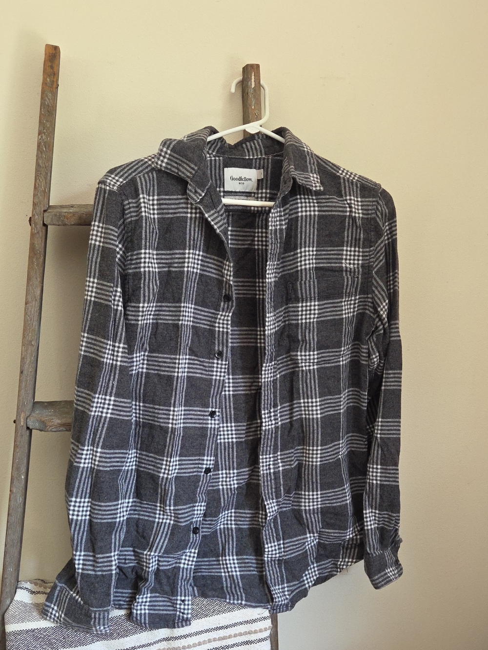 Goodfellow & Co Men's Charcoal and White Plaid Button-Down Shirt